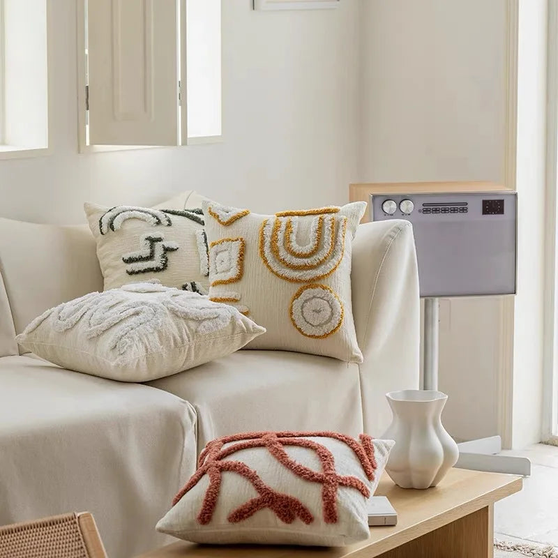 Embroidered Tufted Cushion Case