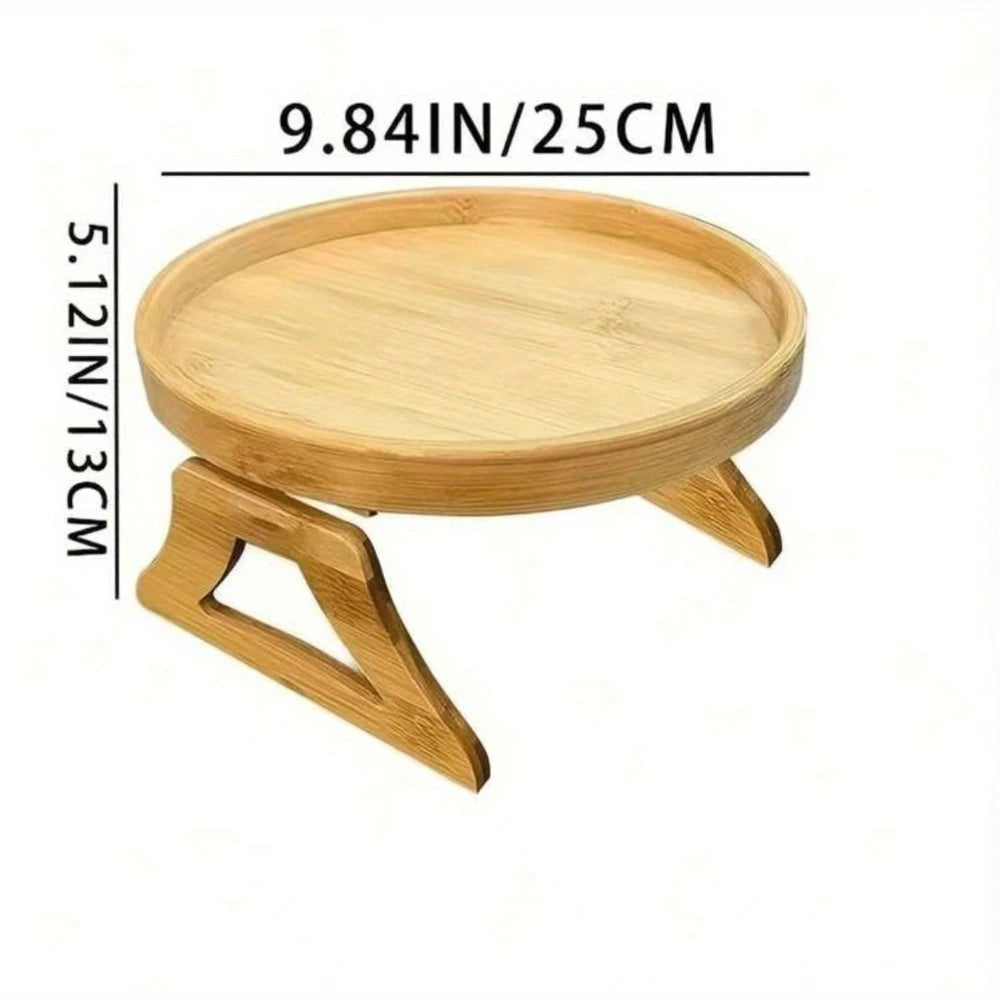 Rundes Sofa-Tablett aus Holz für die Armlehne – Ansicht 4